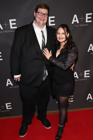 <p>Jamie McCarthy/Getty </p> Ryan Anderson and Gypsy Rose Blanchard attend "The Prison Confessions Of Gypsy Rose Blanchard" Red Carpet Event on January 05, 2024 in New York City.