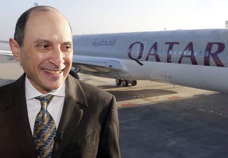 Akbar Al Baker, CEO of Qatar Airways Group, speaks with journalists during the first delivery of the new Airbus A350 XWB passenger jet in Toulouse, southwestern France, December 22, 2014. REUTERS/Regis Duvignau