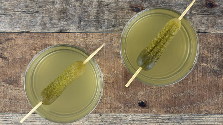 Two pickle juice drinks