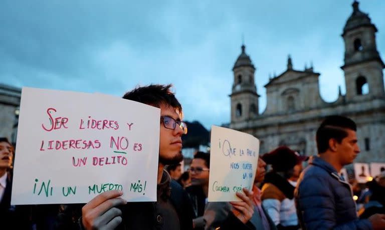 Protesta por el asesinato de líderes sociales en Colombia (Archivo)