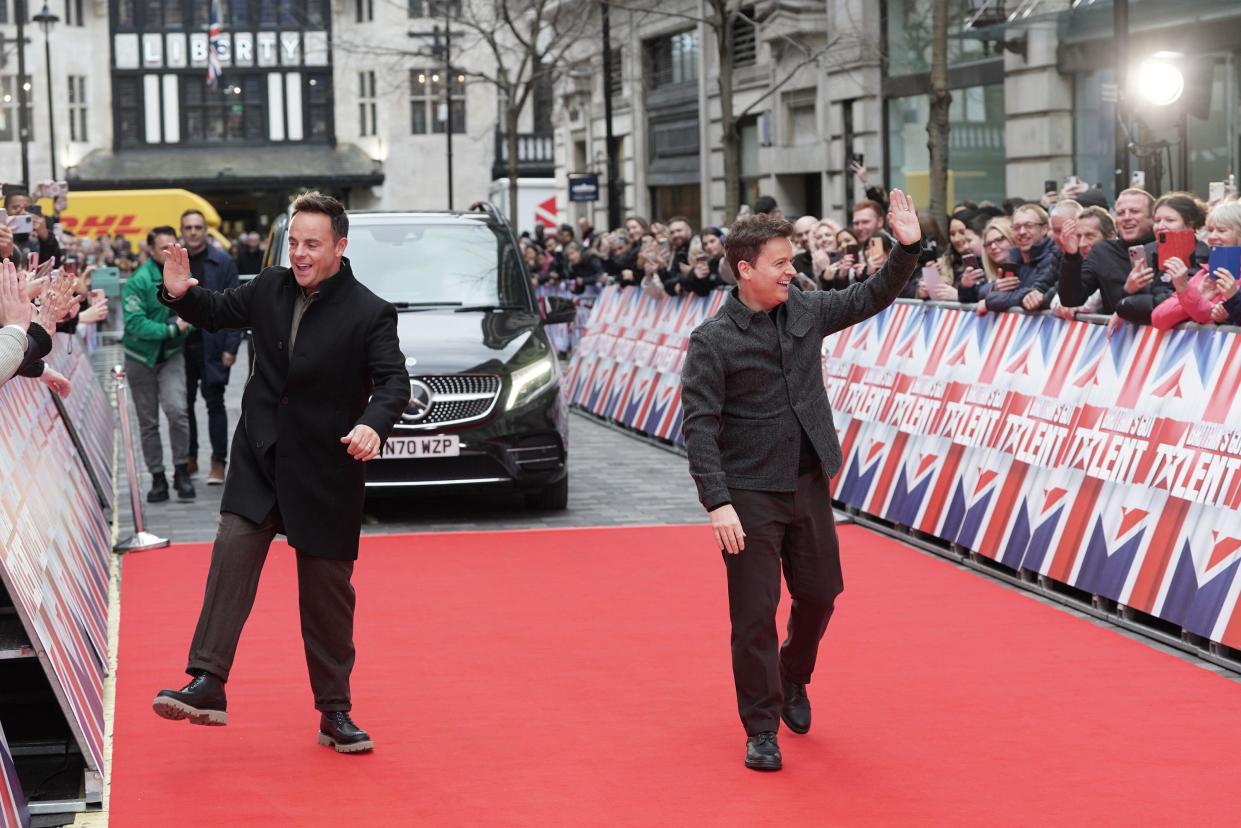 Ant McPartlin (left) and Declan Donnelly, aka Ant and Dec, arrive for Britain's Got Talent auditions at the London Palladium, Soho, in London. Picture date: Thursday January 25, 2024.