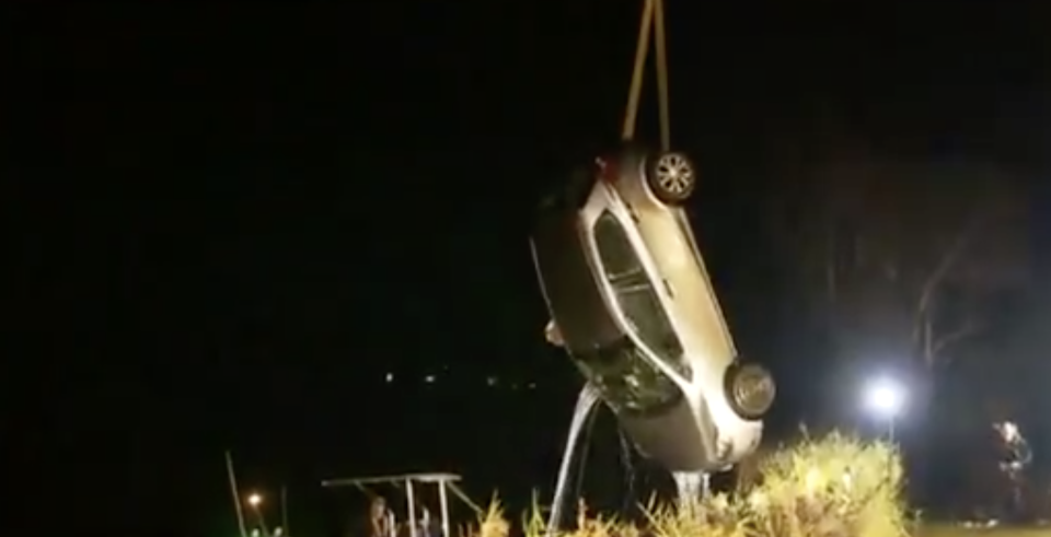 A car is pulled from Richmond River, NSW.