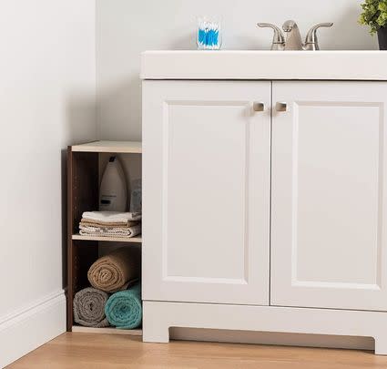 Fit slim shelving units in any possible nooks or crannies