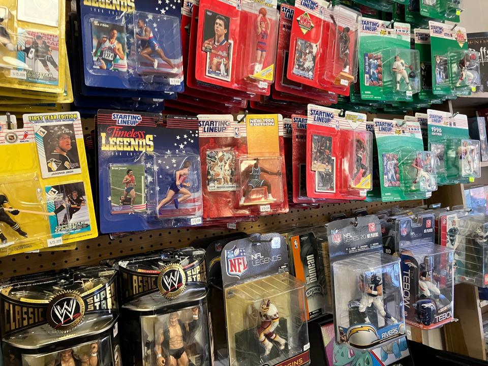 'Among the items Staunton's Old School Sports Cards and Collectibles carries are sports action figures.