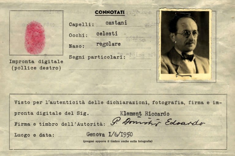 The Red Cross travel document that Ricardo Klement -- alias Nazi war criminal Adolf Eichmann -- used to enter Argentina in 1950