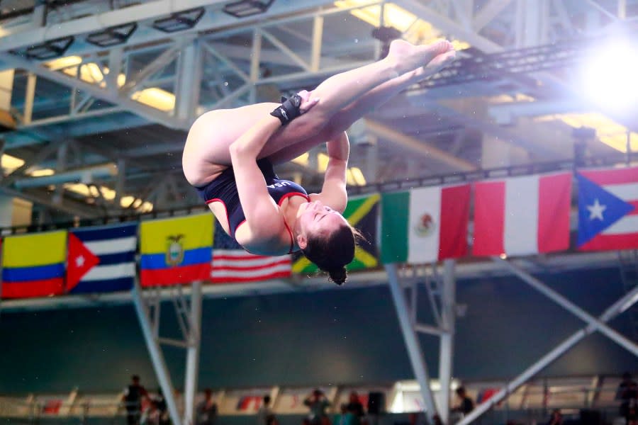 SANTIAGO, CHILE – OCTOBER 20: Jordan Skilken of USA competes in Women´s Diving 10m platform on preliminary round during the Santiago 2023 Pan American Games at Centro Acuatico del Parque Estadio on October 20, 2023, 2023 in Santiago, Chile. (Photo by Cesar Gomez/Jam Media/Getty Images)