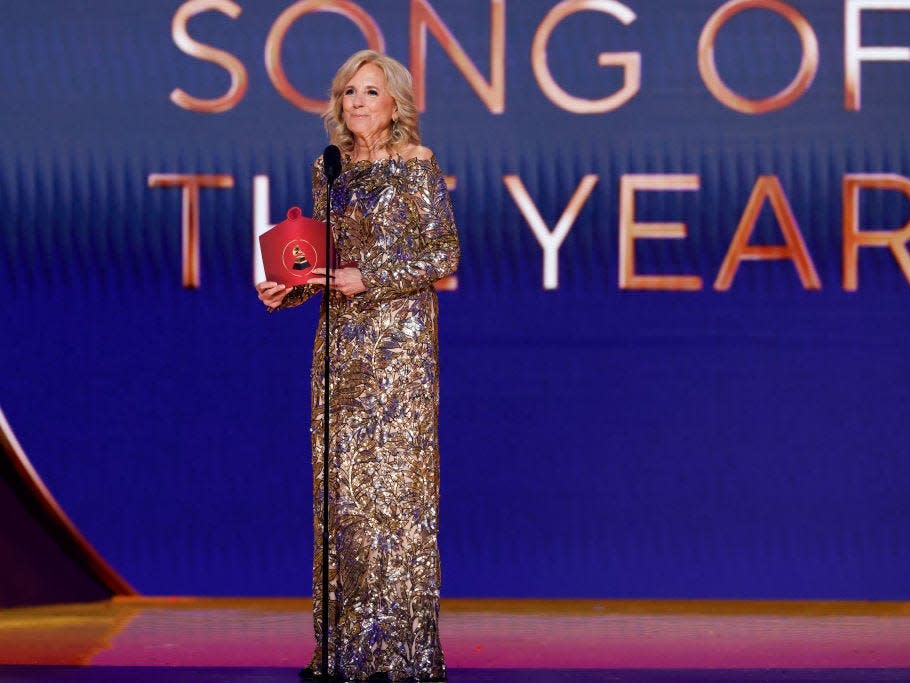 Jill Biden presents at the Grammys.