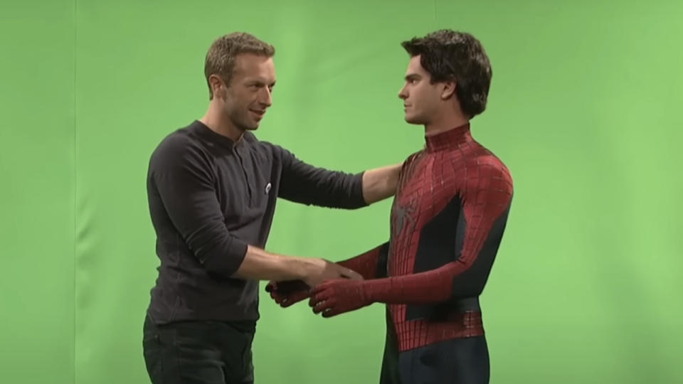 Chris Martin and Andrew Garfield on SNL