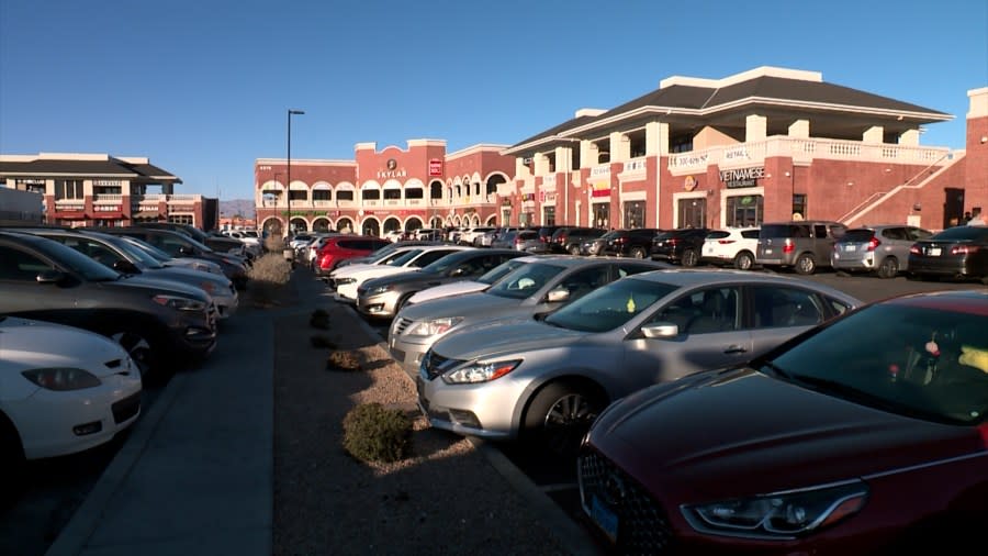 Parking at Shanghai Plaza in Chinatown, an example of needed improvements to be addressed in Clark County’s Spring Moutain Corridor Redevelopment Plan. (KLAS)