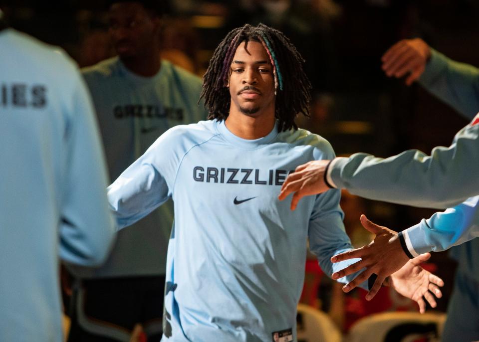 Memphis Grizzlies guard Ja Morant before a game at FedExForum on Thursday, Nov. 18, 2021.