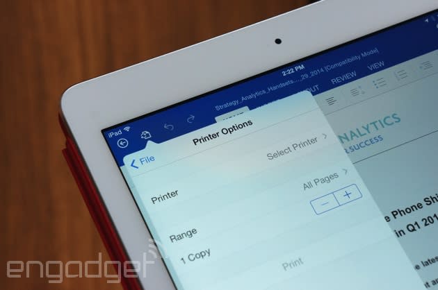 Printing in Word for iPad