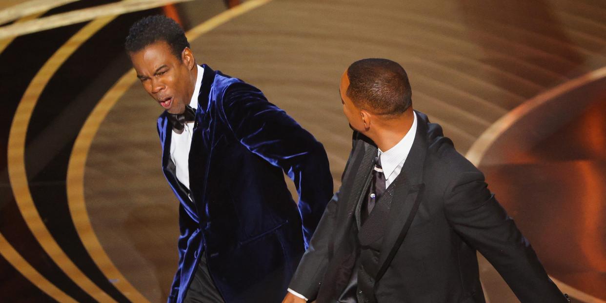 Will Smith hits Chris Rock at the 2022 Oscars