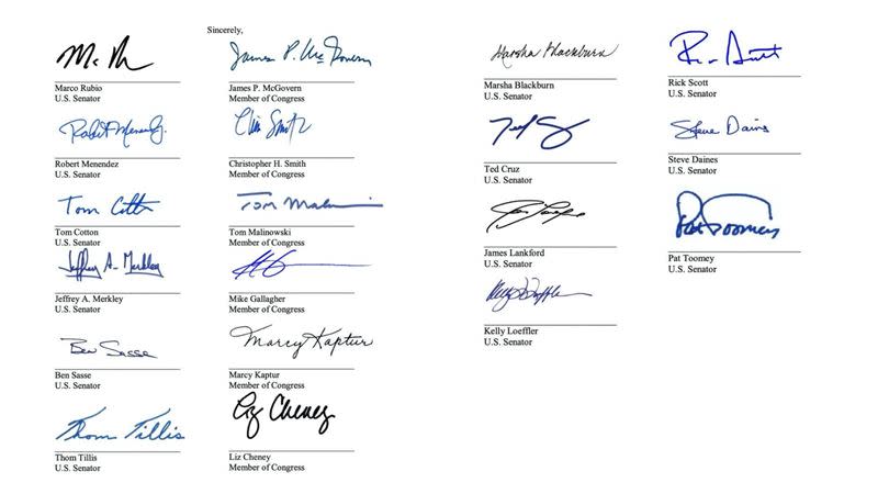 美國參眾兩院議員聯合致信砲轟迪士尼。（圖／翻攝自羅冠聰臉書）