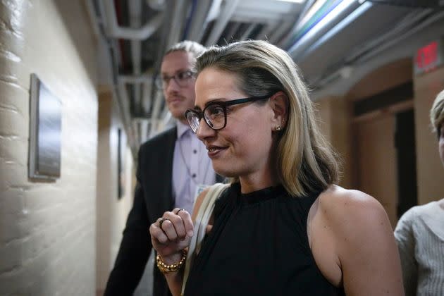 Razor-thin majorities meant every Democrat had leverage over the final bill. Sen. Kyrsten Sinema (D-Ariz.), shown here in July of 2022, used hers to push for a much weaker initiative. (Photo: Drew Angerer via Getty Images)