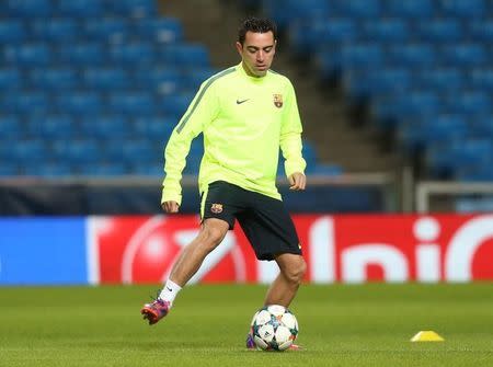 FC Barcelona Training - Etihad Stadium, Manchester, England - 23/2/15 FC Barcelona's Xavi during training Action Images via Reuters / Carl Recine