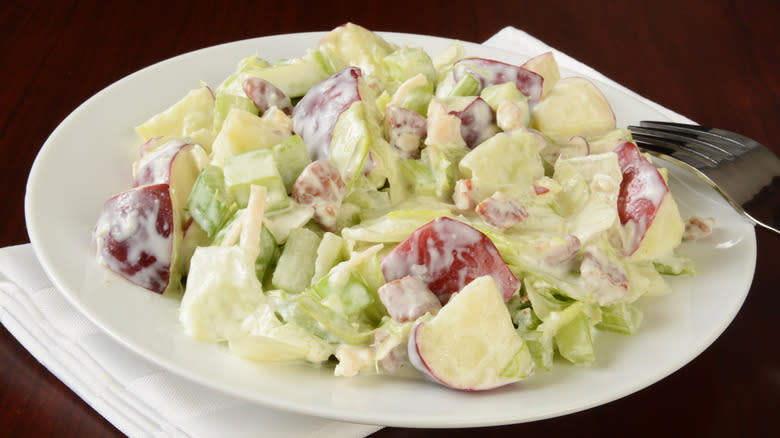 Waldorf salad on plate