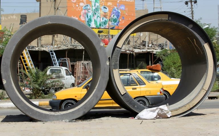 Sewage pipes in a street of Iraq's capital whose people have for years denounced bad management and financial negligence that have let the country's infrastructure fall apart despite the injection of billions of dollars