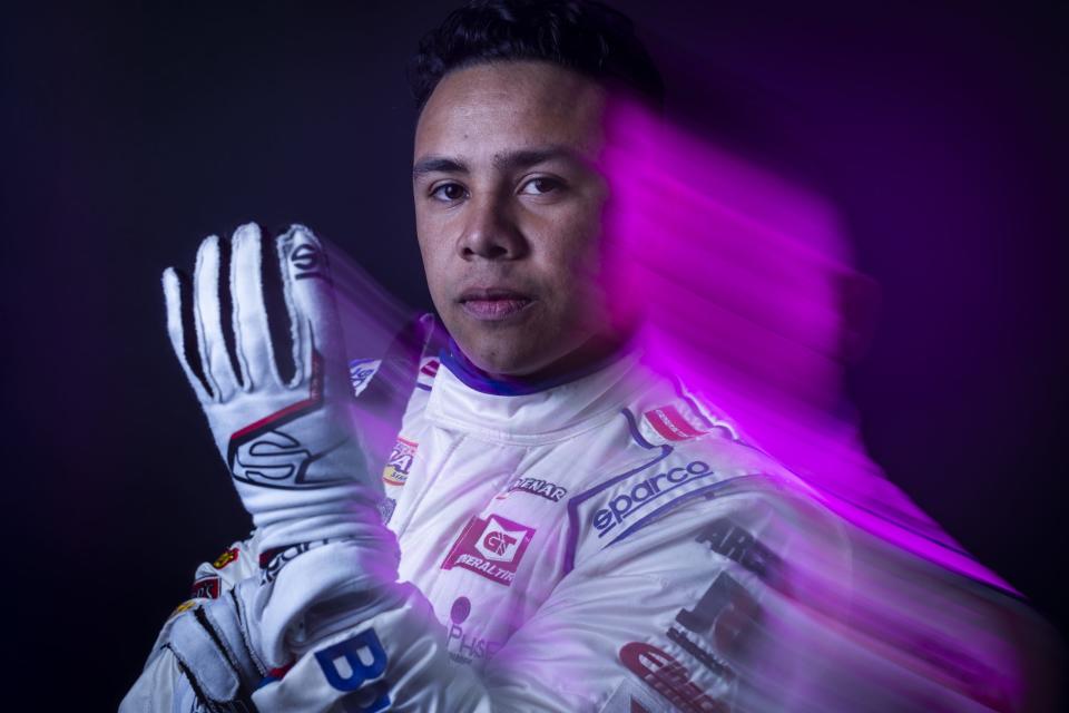 Sebastian Arias, driver of the #4 Rubbermaid Commercial Prod-Brady IFS Toyota, poses for a portrait before the General Tire 150 for the ARCA Menards Series and ARCA Menards Series West at Phoenix Raceway in Avondale, Arizona, on March 11, 2022. (Adam Glanzman/ARCA Racing)