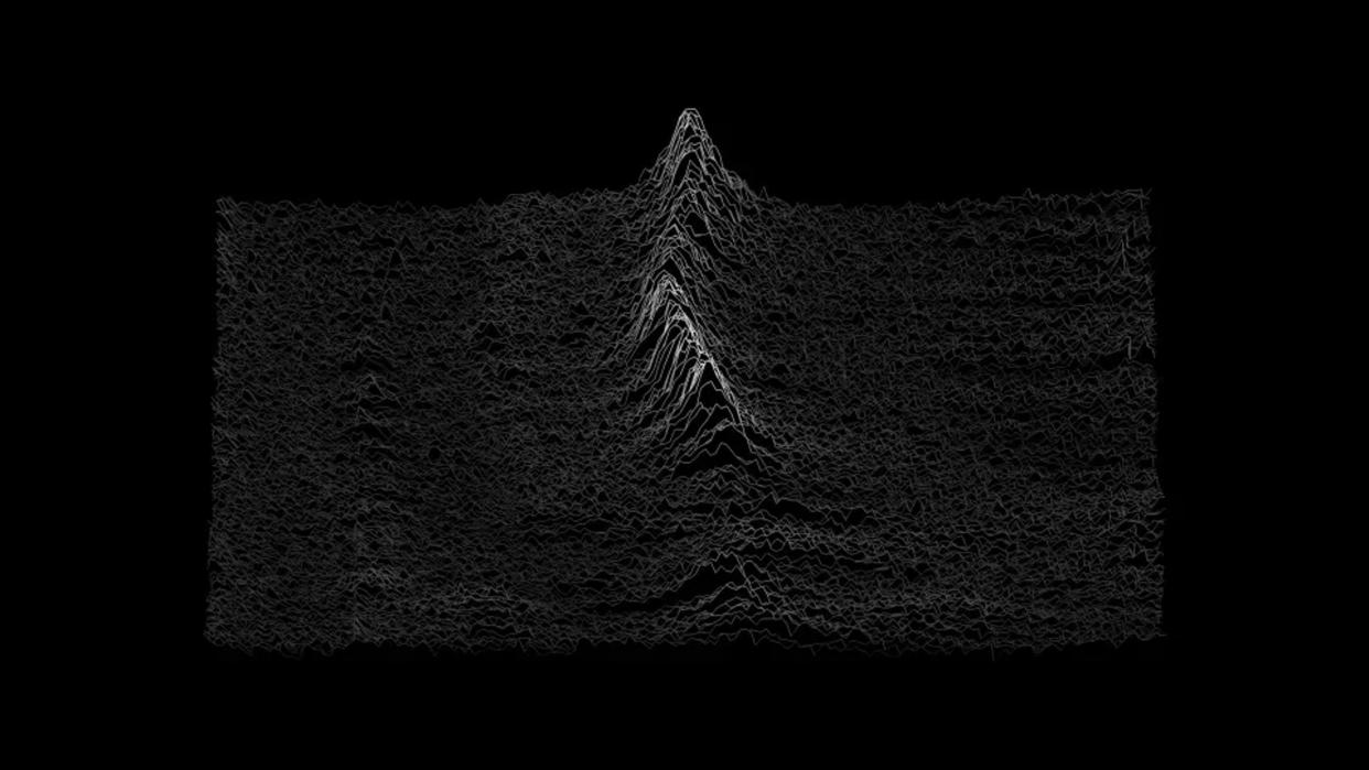  Visualization of brain waves is black and white and looks similar to a thin mountain range as depicted on a topographical map 