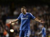 Chelsea's Branislav Ivanovic reacts during their Champions League soccer match against Basel at Stamford Bridge in London September 18, 2013. REUTERS/Dylan Martinez (BRITAIN - Tags: SPORT SOCCER)