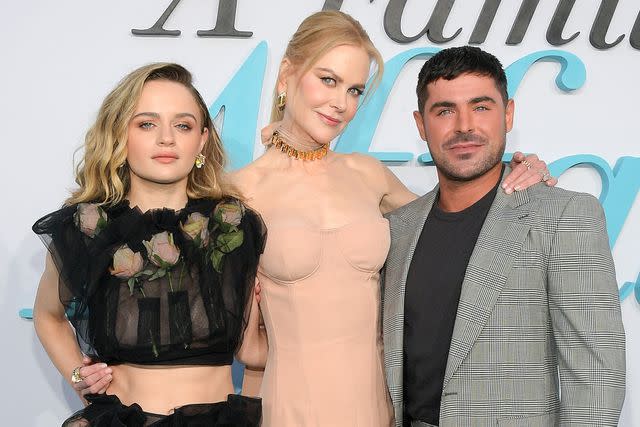 <p>Charley Gallay/Getty</p> (Left-right:) Joey King, Nicole Kidman and Zac Efron at the premiere of 'A Family Affair' June 13