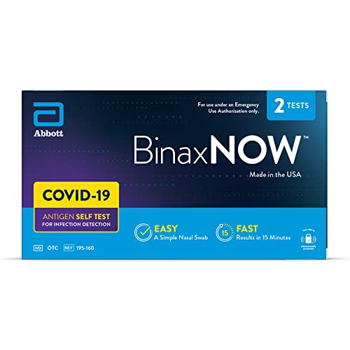 BinaxNOW COVID-19 Antigen Self Test, COVID Test With 15-Minute Results Without Sending to a Lab…