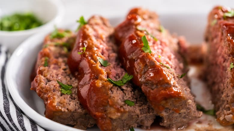 slices of meatloaf close up