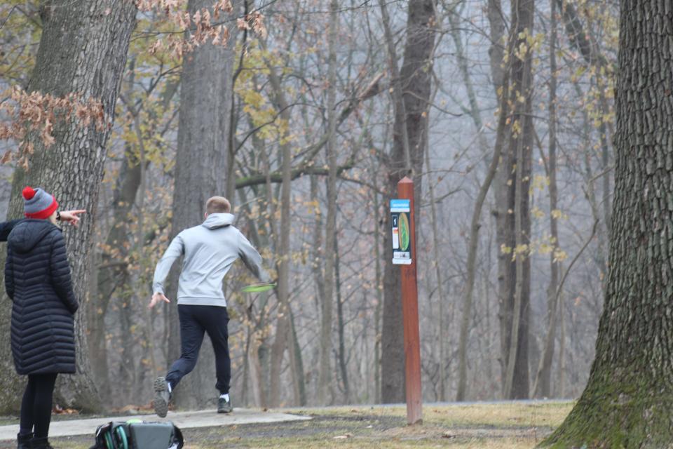 Following the opening ceremony, disc golfers began playing through the new course.