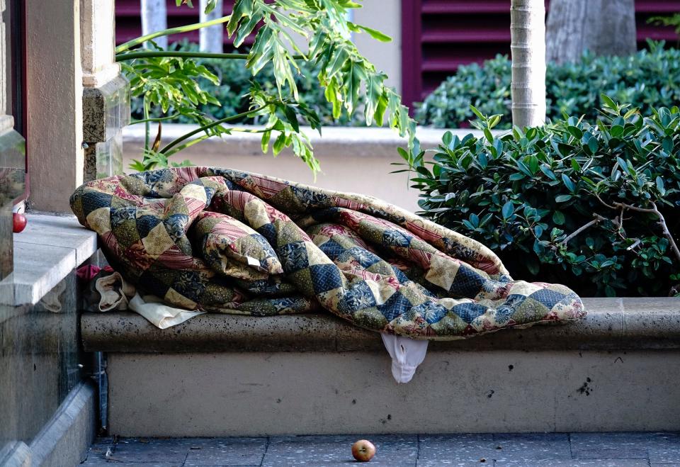 A perch in downtown West Palm Beach where the homeless have sometimes slept. A file photo from 2018.