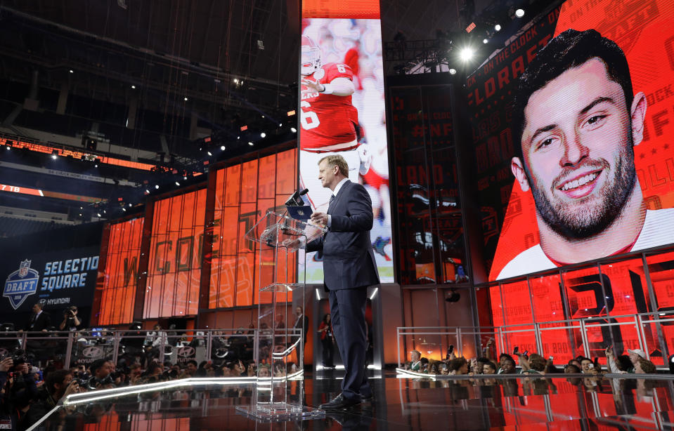 Baker Mayfield's selection came with a bit more hype than most. (Getty)