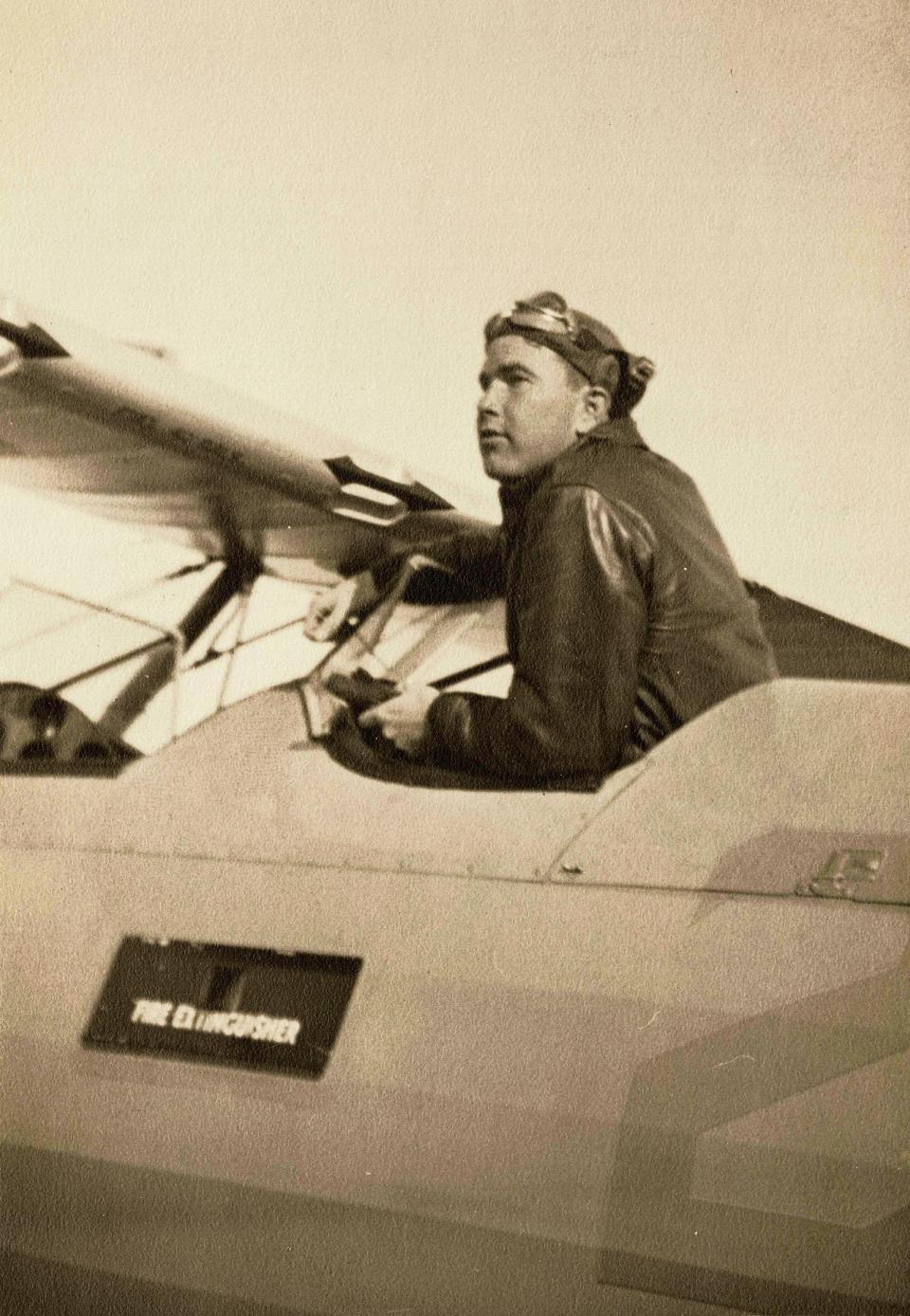 Arthur Allen at flight school in Columbus, Mississippi.