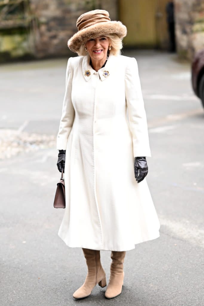 Camilla beamed from ear to ear as she arrived at the service solo ahead of the Easter weekend. WireImage
