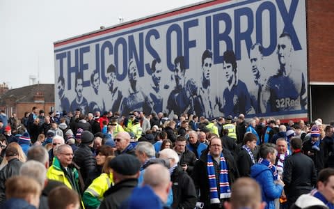 Rangers fans gather ahead of kick off - Credit: Russell Cheyne/Reuters