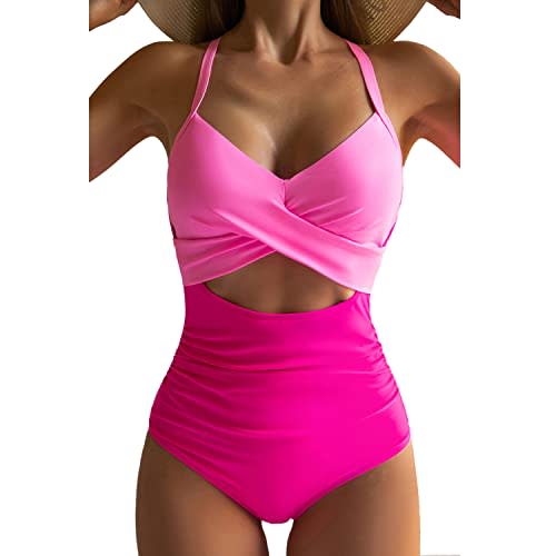 OMKAGI One Pieces Swimsuit Woman Swimsuit Halter Female Cut Out