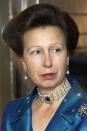 <p>The stunning sapphire and pearl choker (seen here) that Princess Anne donned for a charity dinner in 2003 once belonged to Empress Marie Feodorovna of Russia. </p><p>It was bought by the princess’ great-grandmother, Queen Mary, from the Empress’ estate sale in 1930 and has been in the Royal Family ever since. On this occasion, Anne paired it with pearl-drop earrings and a shimmering diamond star brooch. </p>