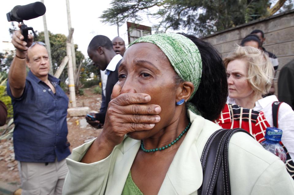 Mutua mourns as the remains of her nephew, who died in the Westgate shopping mall attack, was still being held for investigations, in Nairobi