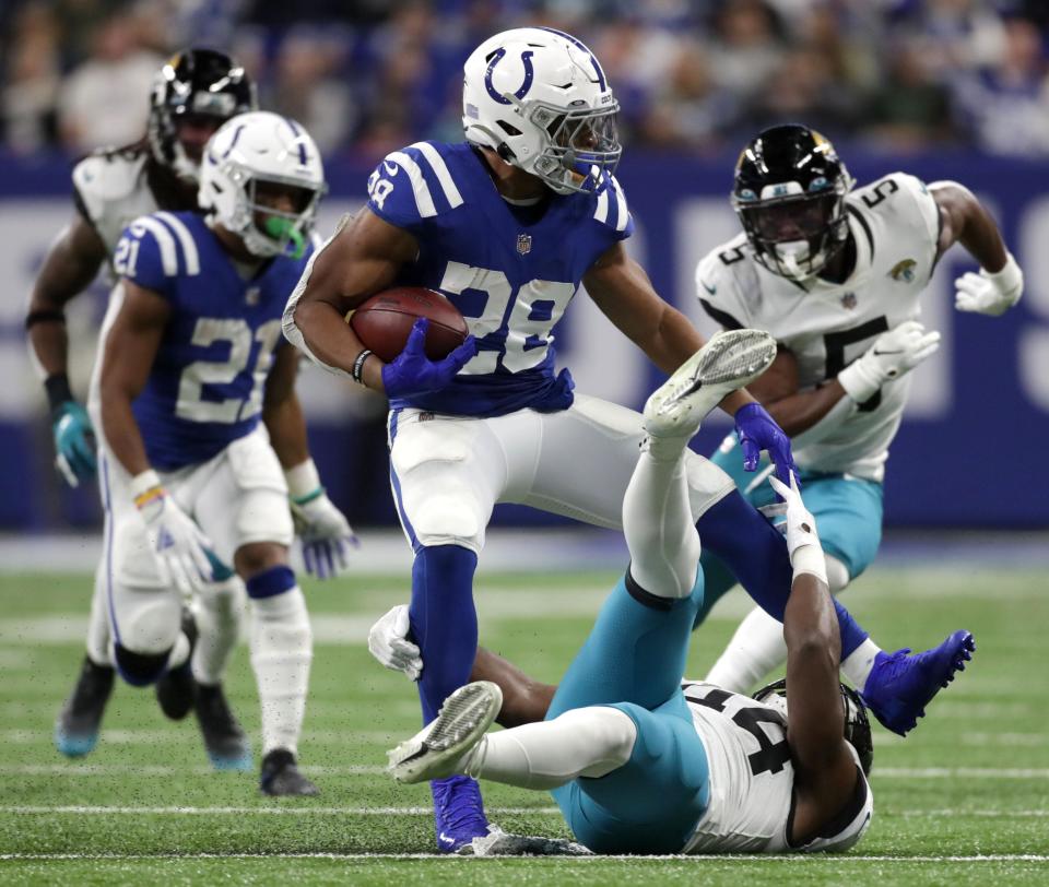 Jonathan Taylor is having a breakthrough season for the Colts, leading the NFL in rushing yardage.