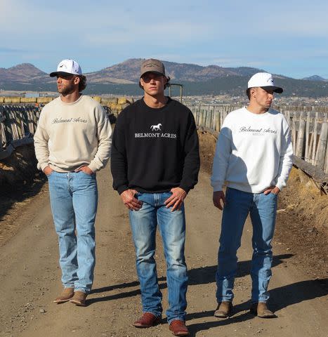 <p>Belmont Acres</p> The Montana Boyz, Kaleb Winterburn, Mark Estes and Kade Wilcox, pose for Belmont Acres