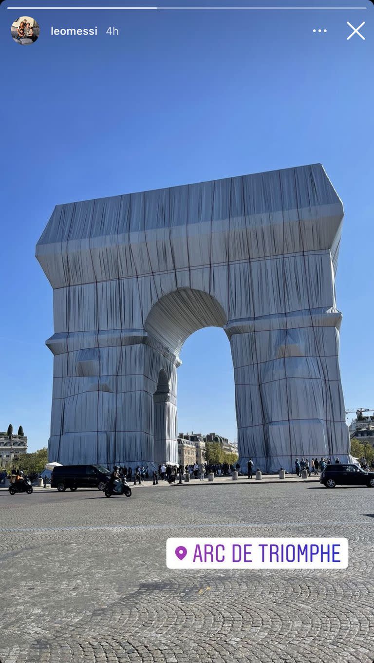 La foto que Messi subió del Arco de Triunfo intervenido