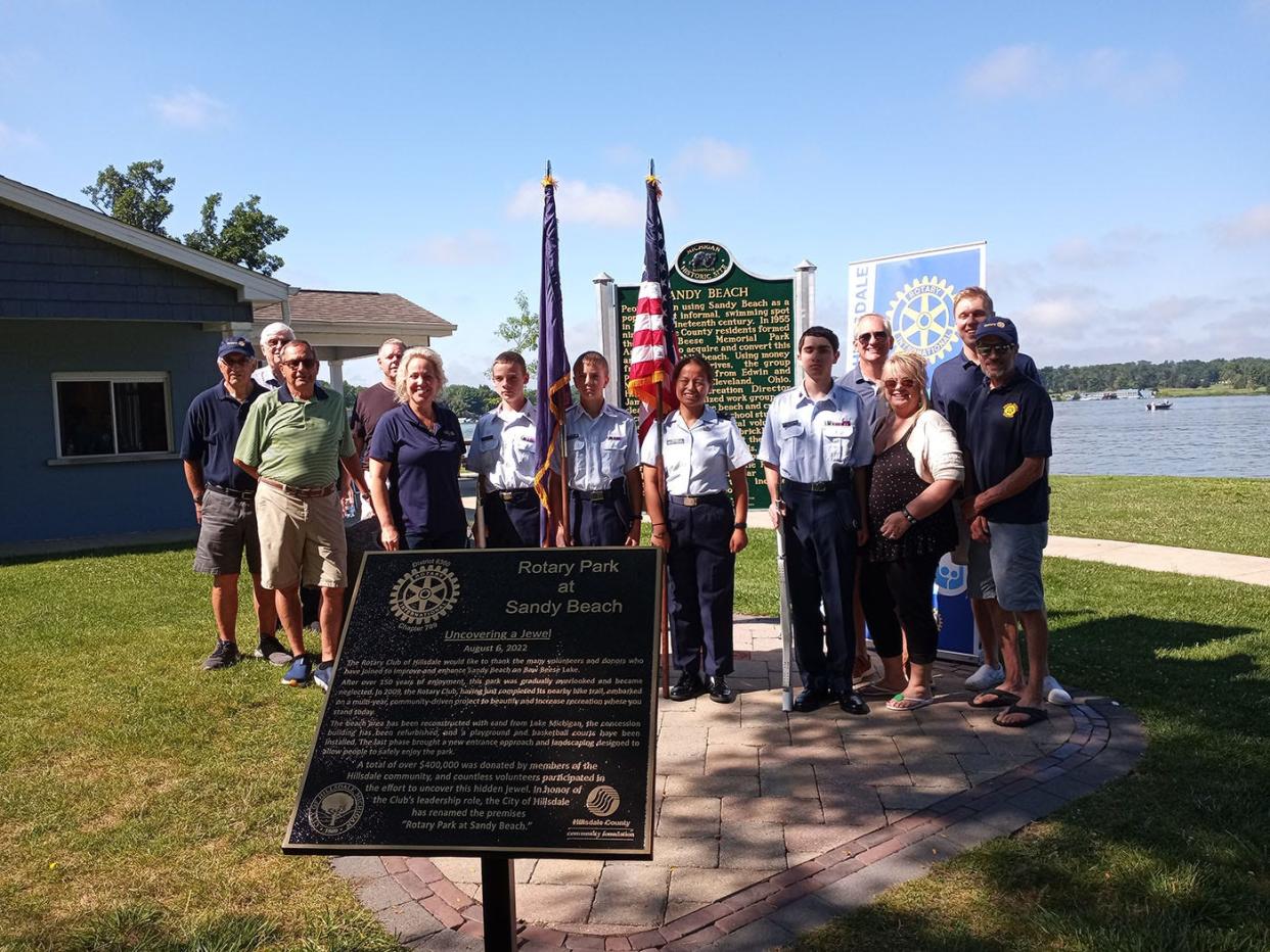 Hillsdale's Civil Patrol Cadets and several Rotary members attended Saturday's raffle event.