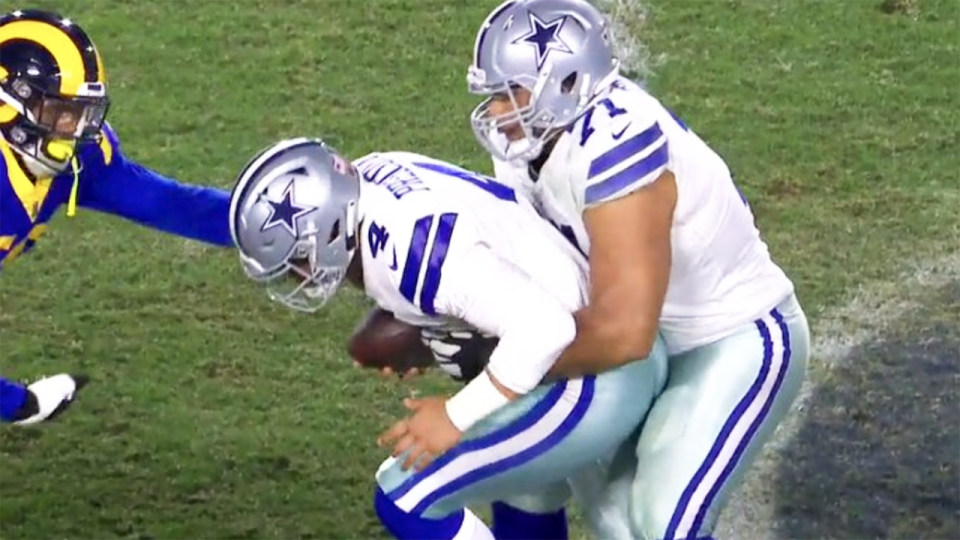 Prescott was effectively tackled by his teammate. Source: FOX