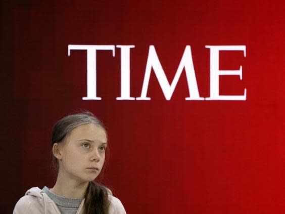 The Swedish activist attends a session at the 50th World Economic Forum yesterday (Reuters)