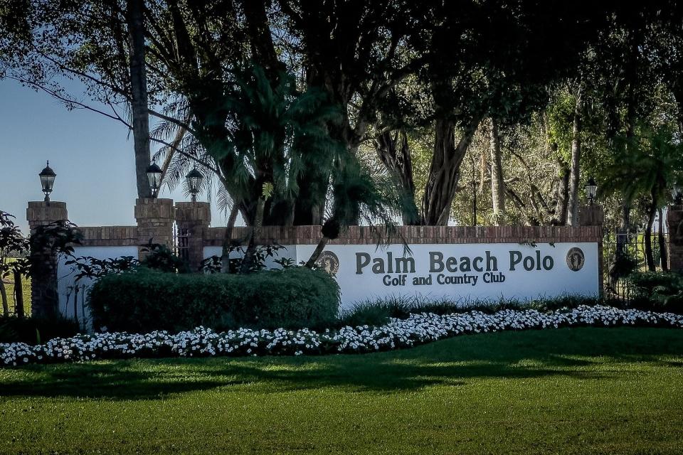 Entrance signage at Palm Beach Polo in Wellington, Fla., on January 11, 2022.