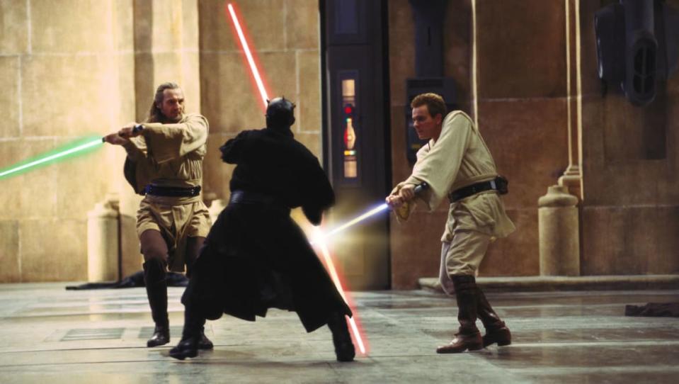 Darth Maul faces Qui-Gon Jinn and Obi-Wan Kenobi in ‘Star Wars: Phantom Menace' 