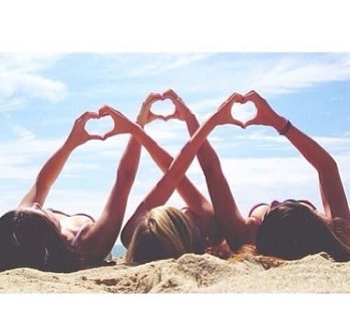 3 people, Friendship, beach, heart: 
