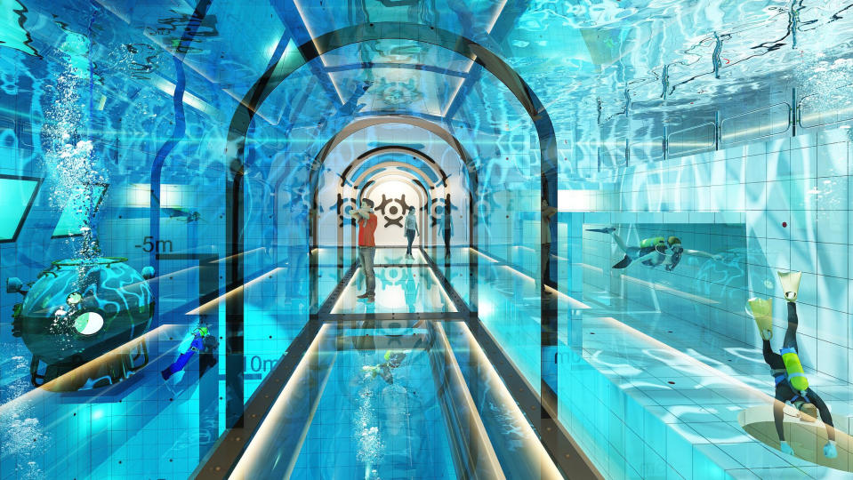 If they do not wish to dive, people will also have the option of walking through the pool in a glass tunnel. Source: CEN