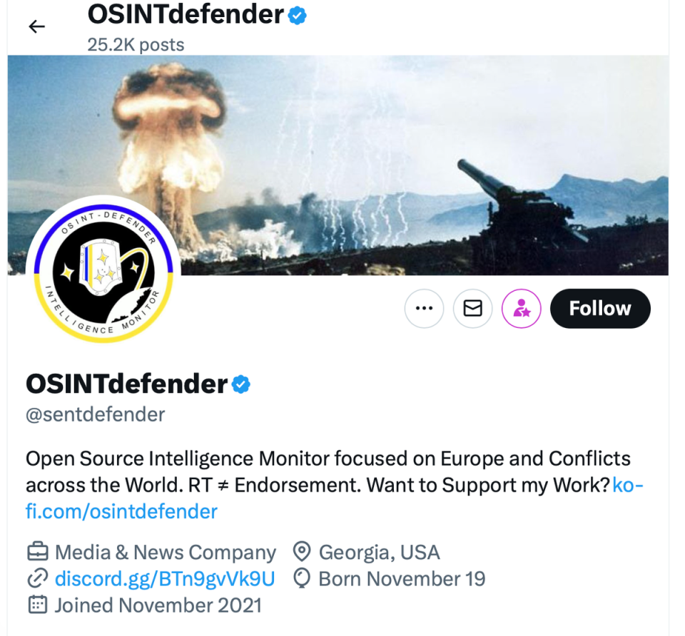 The influential @sentdefender gained hundreds of thousands of followers after it was boosted by Elon Musk (X)