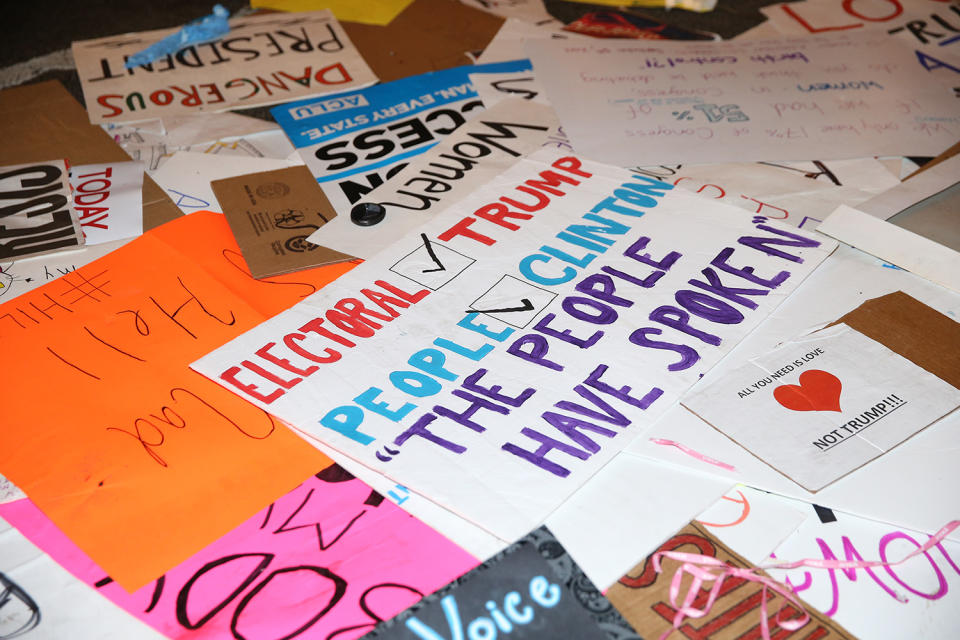 Discarded protest signs from the Women’s March in NYC