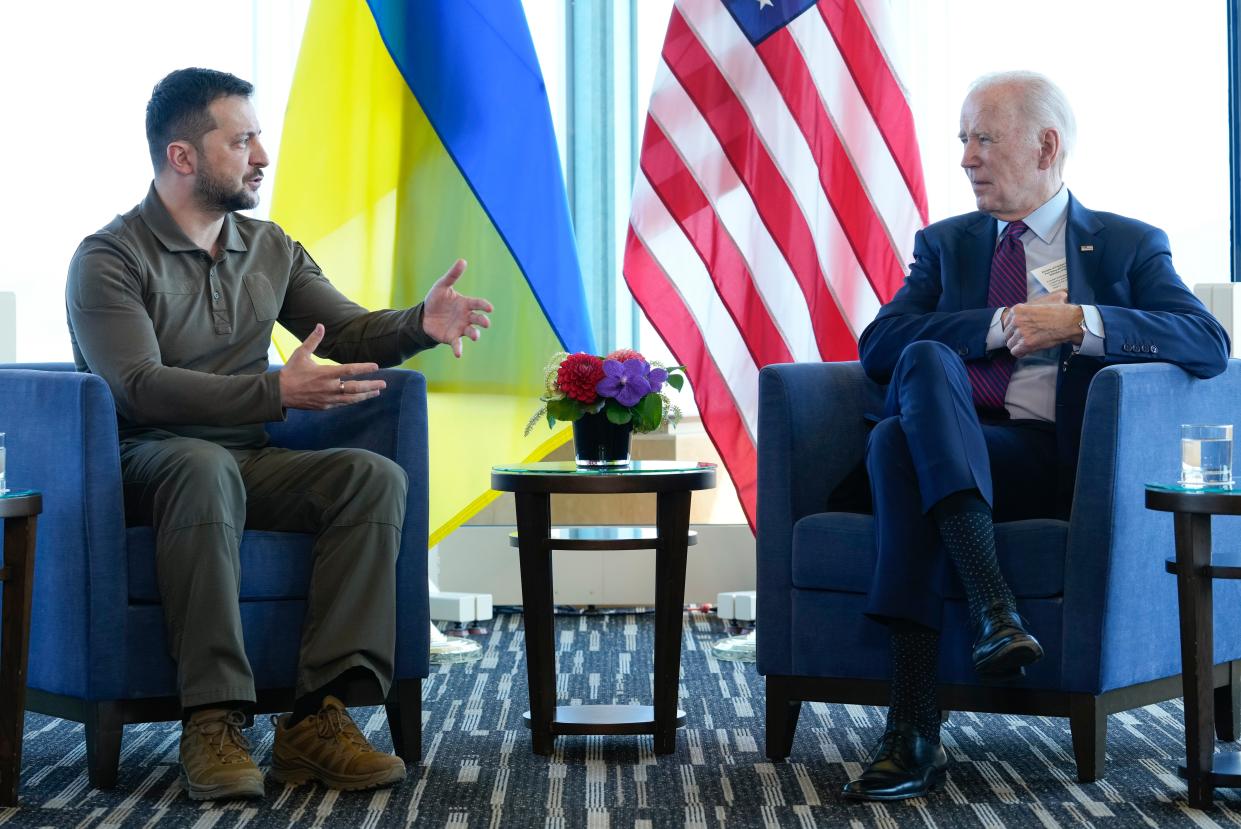 Zelensky with Biden at G7 summit in Japan (Copyright 2023 The Associated Press. All rights reserved.)