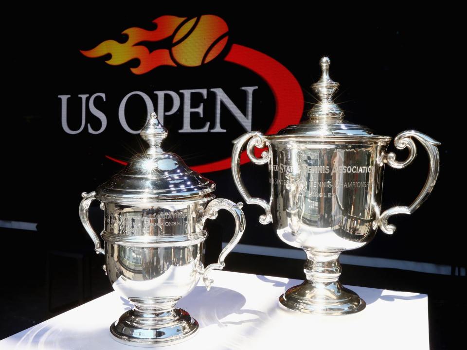 The women's and men's US Open trophies: Getty Images for USTA